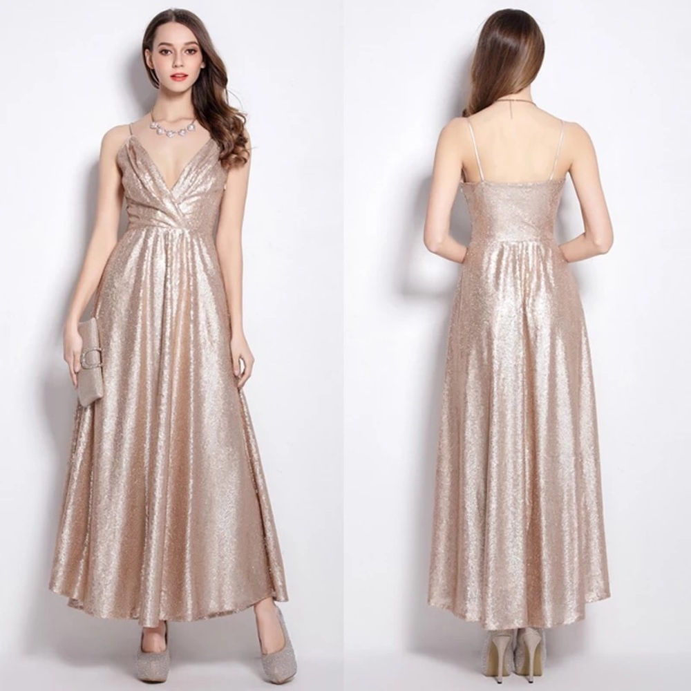 Shimmery sequined night gown cocktail dress